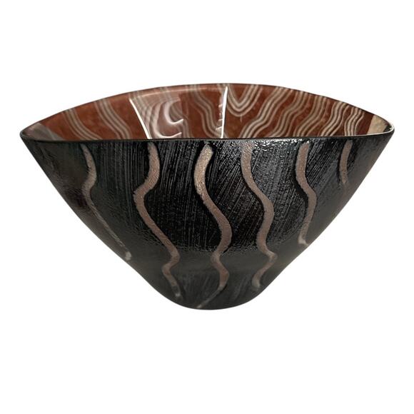 Posts Boda Sweden Tonga Hand Painted Art Glass Bowl - Picture 5 of 10